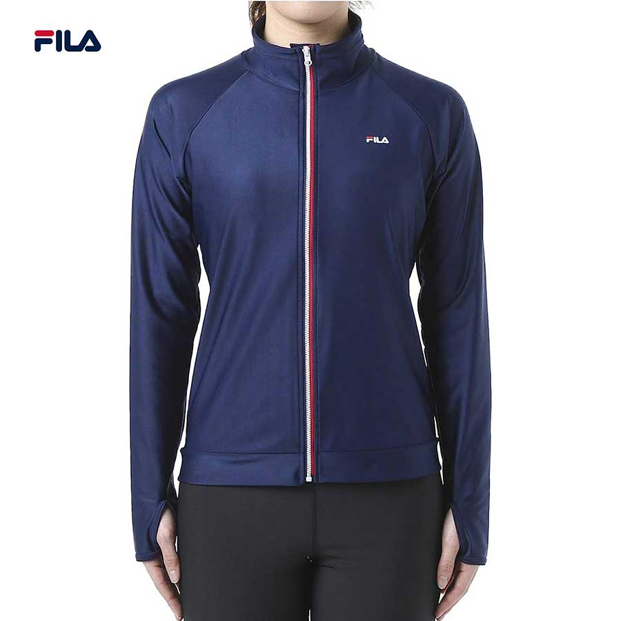 FILA スイムウェア レディース トップス フィラ 長袖 胸元ロゴラッシュガード 女性 春夏 ラッシュガード ジャケット ファスナー UV対策 日焼け対策 紫外線対策 プール 海 ビーチ インドアスポーツ 速乾性