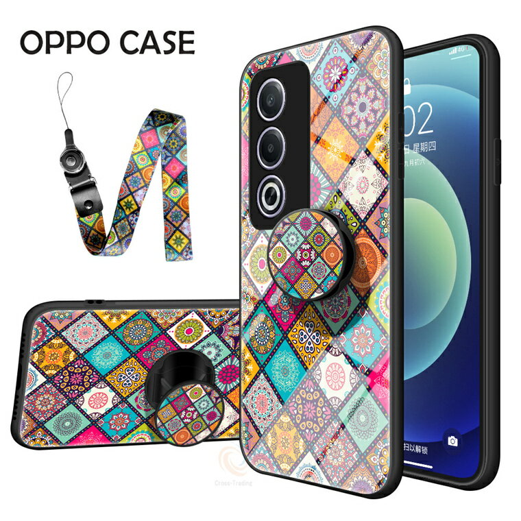 乐天商城 - OPPO A5 5G ケース OPPO Find X8 ケース ショルダーストラップ付き オッポ A5 5G 薄型 ガラス背面ケース 花柄 和風柄 綺麗 オシャレ オッポ エー3 5G スマホケース OPPO A5 5G カメラ保護 強化ガラス 可愛い ファインド X8 背面カバー