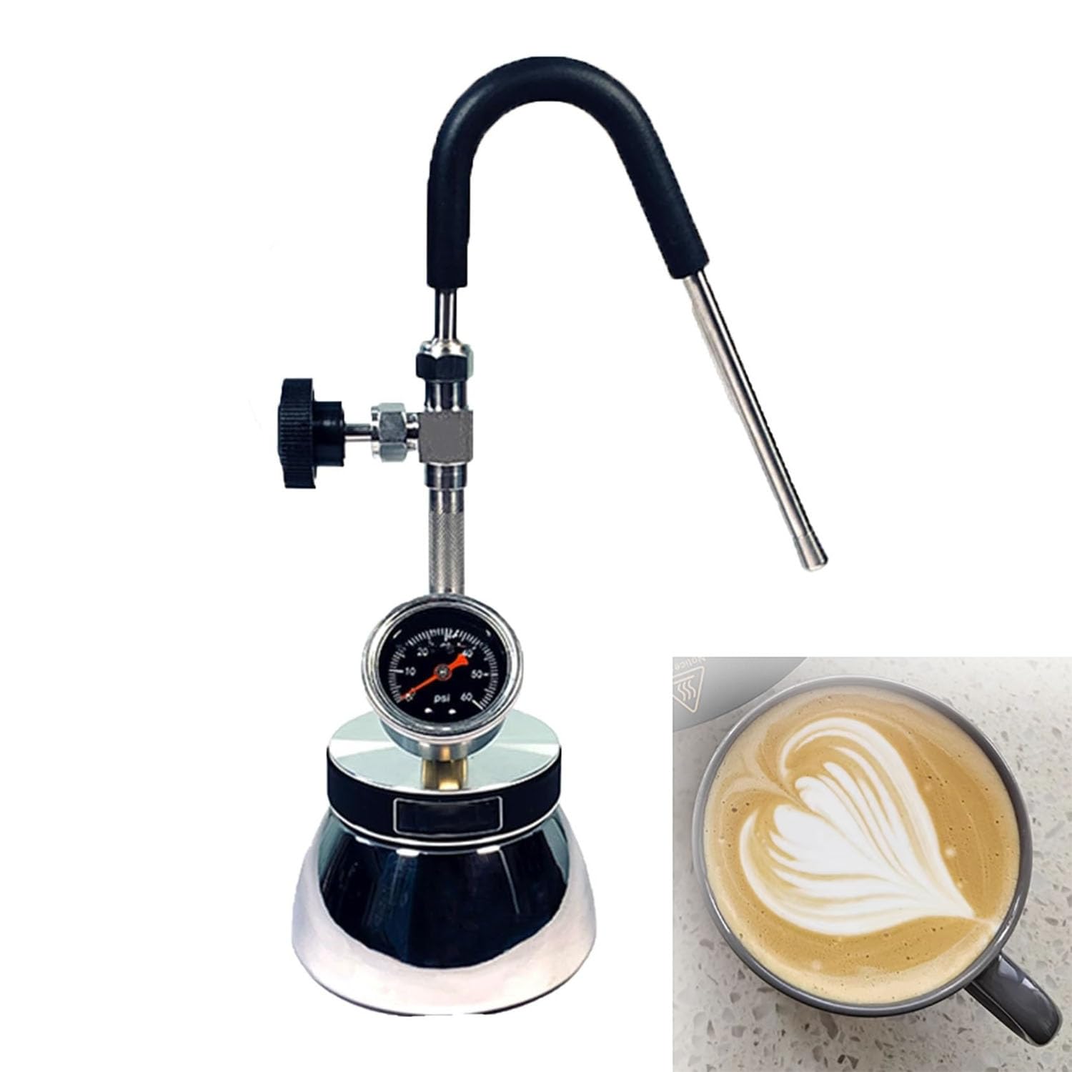 屋外ミルクの​​泡立ち、蒸気沸騰水泡立ち機、3ホールノズル、空気圧計、調整可能な角度、開いた炎、誘導ホブ加熱を備えた