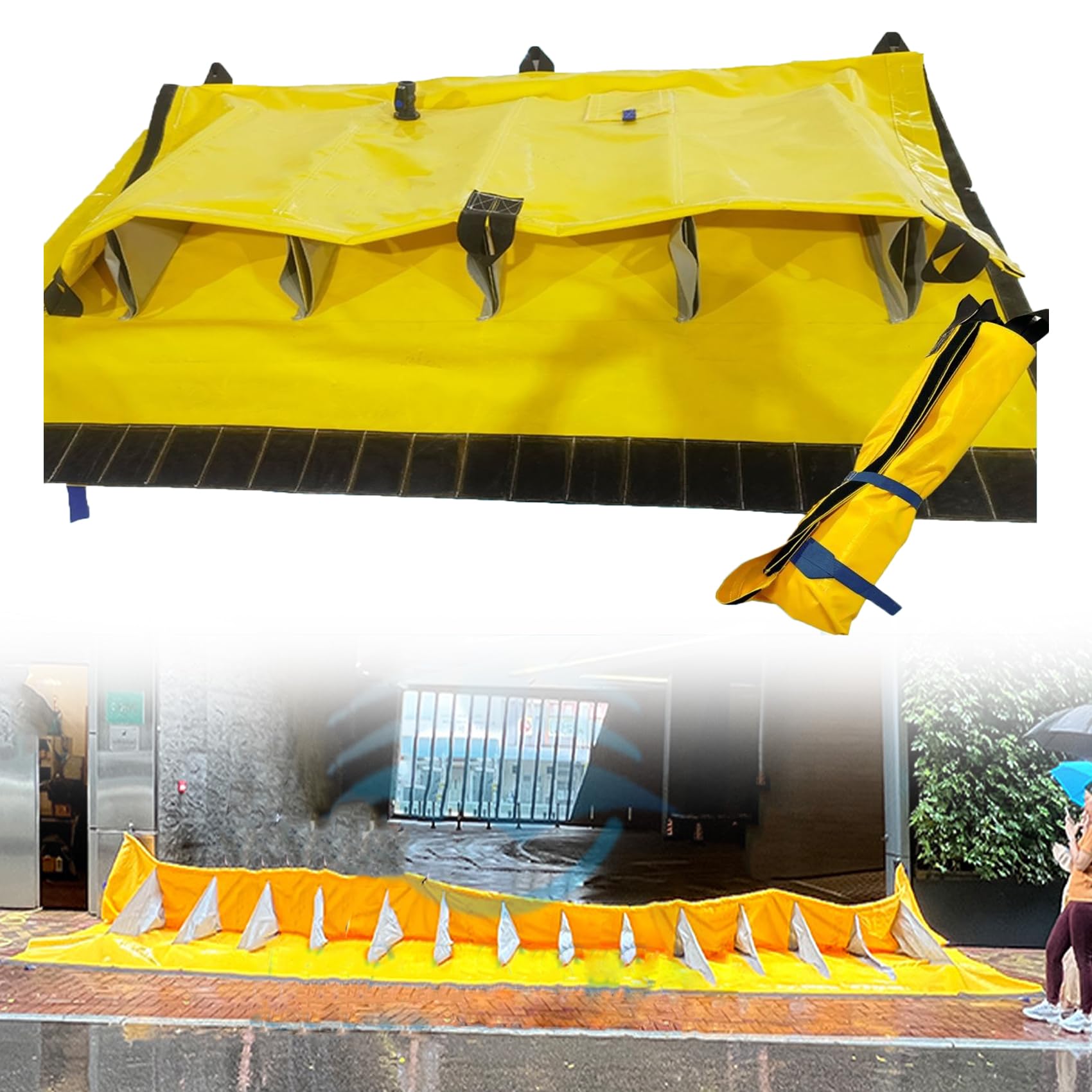 止水板 洪水対策 防水パネル 土砂不要 家庭用 水害対策 防水 防災用品 浸水対策 洪水防止バリア 防水パネル 大水 豪雨 止水プレート 財産を守る 工事現場 イージーダム 再利用可能 折りたたみ可能、巻き取り可能 6m*2m*0.6m