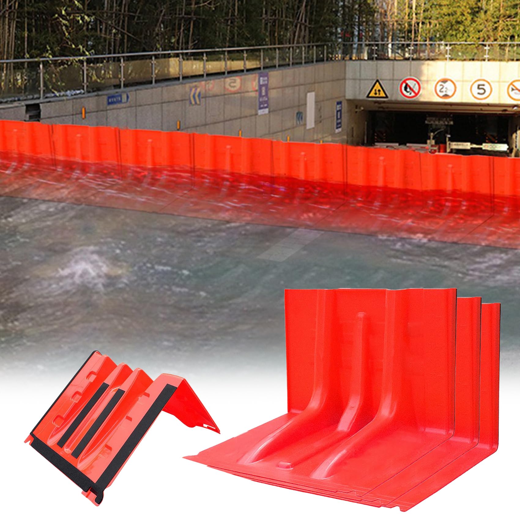 水害対策止水板 幅70.5×高さ52.8×奥行68cm 樹脂製止水パネル 防水パネル 台風 浸水 洪水 大水 豪雨 小型軽量 家庭 商業用 浸水対策 浸水防止 洪水防止バリア 止水プレート 財産を守る 取付簡単 災害対策