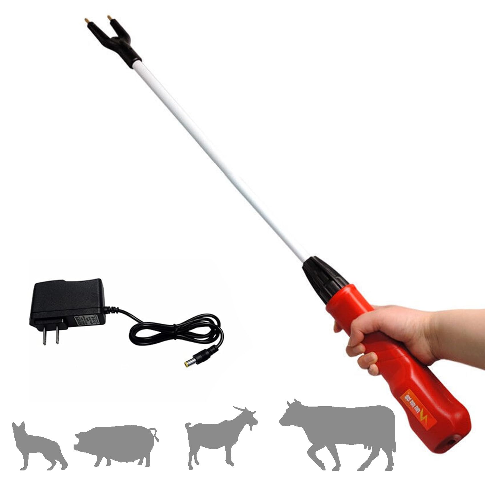 畜産用 安全誘導ツール 充電式 プロッドスティック｜軽量850g 5-8時間連続使用｜防水防塵 ダブルスイッチ設計｜LEDライト付き｜農場・牧場用 牛、豚、ヤギ、家畜ガイドスティック