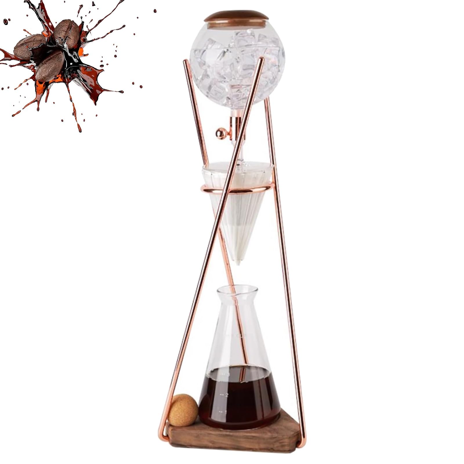 500ml コールドブリュー ドリップタワー、スロードリップテクノロジー搭載アイスコーヒーマシン、滴下速度調節可能、ステンレススチールフレームのコールドブリューコーヒーメーカー、3～5杯分、コーヒー愛好家向け