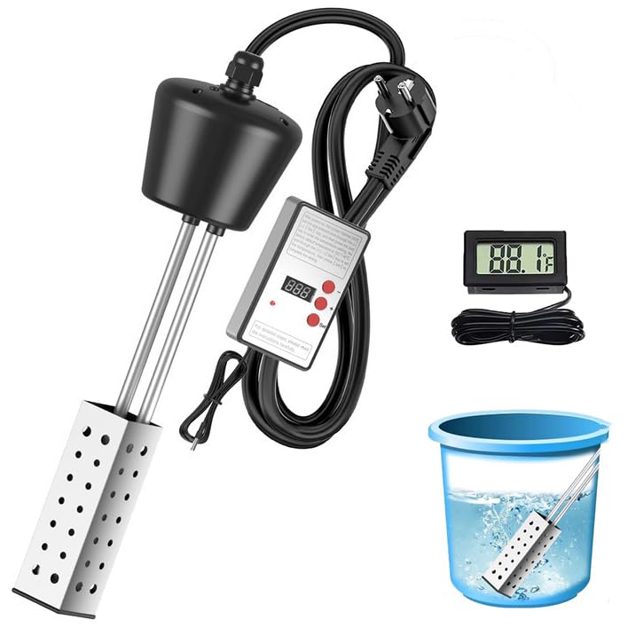 2000Wイマージョンバケット給湯器、デジタルLCD温度計、タイミング温度制御、過熱防止、5ガロンの水、バケツバスタブ用の5ガロンの水