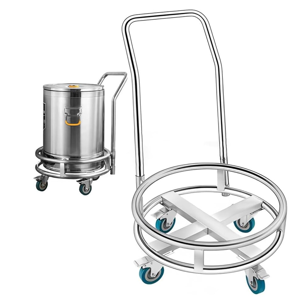 運搬用タンク台車 寸胴鍋用 ドラム缶キャリー 荷重300kg 移動便利 強力な溶接 ステンレス製 円形ドラム..