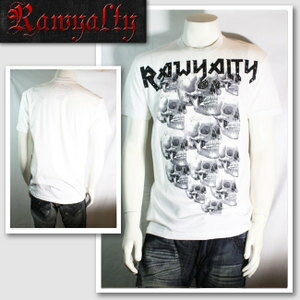 新作　LAセレブ着用　雑誌掲載【RAWYALTY／ロウヤルティ】スカルスタッズ Tシャツ（ホワイト・WHT）/メンズ【インポート】【セレカジ】【正規品】