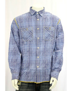 【ARNOLD ZIMBERG/アーノルドジンバーグ】チェック＆ストライプシャツ（ブルー×ネイビー・BLE×NVY）/メンズ【インポート】【セレカジ】【正規品】【after0608】