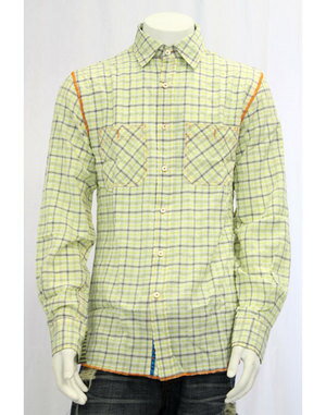 【ARNOLD ZIMBERG/アーノルドジンバーグ】チェック＆ストライプシャツ（ライム×ブラック・GRN×BLK）/メンズ【インポート】【セレカジ】【正規品】【after0608】