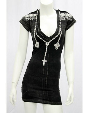 【THE SAINTS SINPHONY/セインツシンフォニー】CAVIAR・チュニック(半袖・ブラック・BLK)/レディース【インポート】【セレカジ】【正規品】