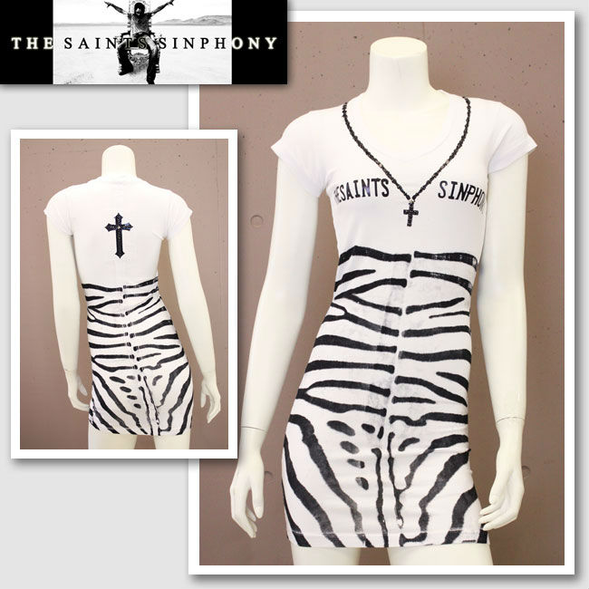 【THE SAINTS SINPHONY/セインツシンフォニー】CRAZYHORSE・チュニック(半袖・ホワイト・WHT)/レディース【インポート】【セレカジ】【正規品】