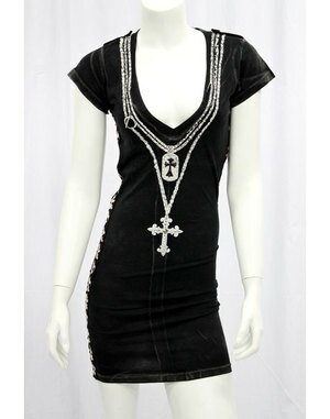 【THE SAINTS SINPHONY/セインツシンフォニー】SEX ON FIRE・チュニック(半袖・ブラック・BLK)/レディース【インポート】【セレカジ】【正規品】