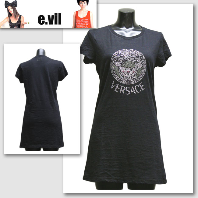 【e.vil/イーヴィル】BURNOUT BASIC CREW VERSACE SHIP（ブラック・BLK）/レディース【インポート】【セレカジ】【正規品】