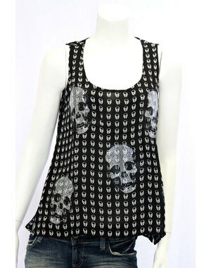 【e.vil/イーヴィル】モノトーンスカルプリントシルクタンクトップ（ブラック・BLK）/レディース【イン..