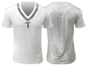 【THE SAINTS SINPHONY/セインツシンフォニー】HURTS SO GOOD・Tシャツ（半袖・Vネック・ホワイト・WHT）/メンズ【インポート】【セレカジ】【正規品】