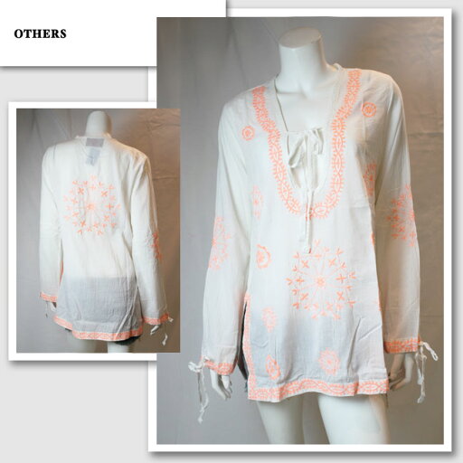 【MOMO/モモ】ネオン刺繍チュニック (ホワイト・WHT)/レディース【インポート】【セレカジ】【正規品】 【MOMO/モモ】ネオン刺繍チュニック (ホワイト・WHT)/レディース【インポート】【セレカジ】【正規品】