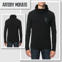 新作【ANTONY MORATO／アントニ—モラート】T-SHIRT WITH LEATHER POCKET カットソー（ブラック・BLK）/メンズ【インポート】【セレカジ】【正規品】