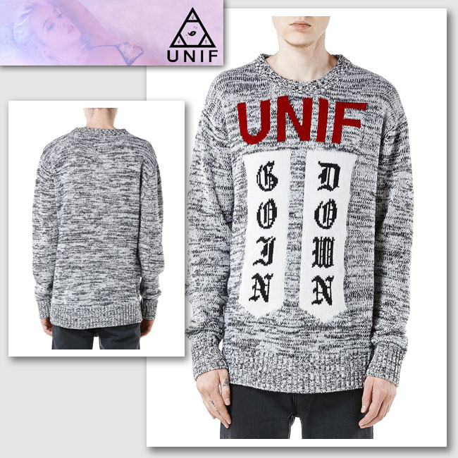 新作【UNIF/ユニフ】 GOIN DOWN SWEATER ニット(グレー・GRY)/メンズ レディース【インポート】【セレカジ】【正規品】