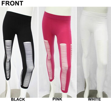 【GINA/ジーナ】ダメージ加工レギンス(ブラック・ピンク・ホワイト・BLK・PNK・WHT)/レディース【インポート】【セレカジ】【正規品】