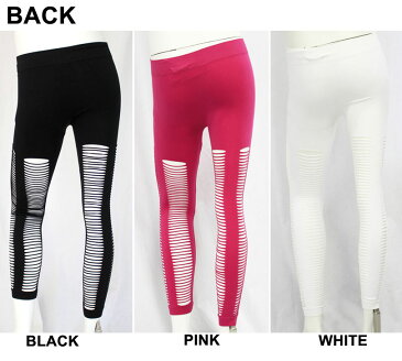 【GINA/ジーナ】ダメージ加工レギンス(ブラック・ピンク・ホワイト・BLK・PNK・WHT)/レディース【インポート】【セレカジ】【正規品】