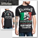 新作【AFFLICTION/アフリクション】VELASQUEZ LEGEND ヴェラスケストリコローレTシャツ（ブラック・BLK）/メンズ【インポート】【セレカジ】【正規品】