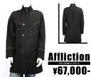 【AFFLICTION/アフリクション】スタッズ付きハーフコート（ブラック・BLK）/メンズ【インポート】【セレカジ】【正規品】