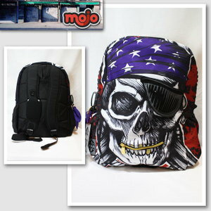 【Mojo Backpacks／モジョバックパックス】スカルバンダナバックパック（レッド・RED）【インポート】【セレカジ】【正規品】