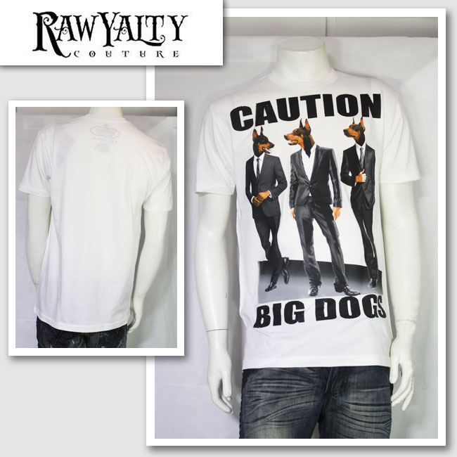 LAセレブ着用　雑誌掲載【RAWYALTY／ロウヤルティ】C-BIG DOGS Tシャツ（ホワイト・WHT）/メンズ【インポート】【セレカジ】【正規品】