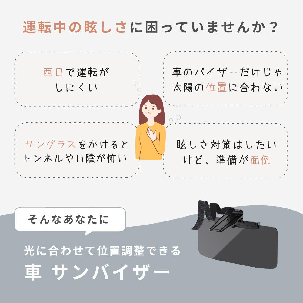 サンバイザー 車 車用 クリップ 取り付け UVカット フロント 日除け 眩しい 対策 ...