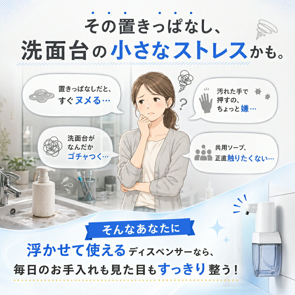 【20％OFFクーポン発行中！当店2点以上購入で】 ソープディスペンサー 浮かせる 自動 泡 壁掛け 液体 オートソープディスペンサー おしゃれ ハンドソープ ディスペンサー 自動ソープディスペンサー 大容量 詰め替え 食器用洗剤 手洗い 自動ディスペンサー スリム 充電式 selectshop-one-10002496 Selectshop-one サンプル画像3