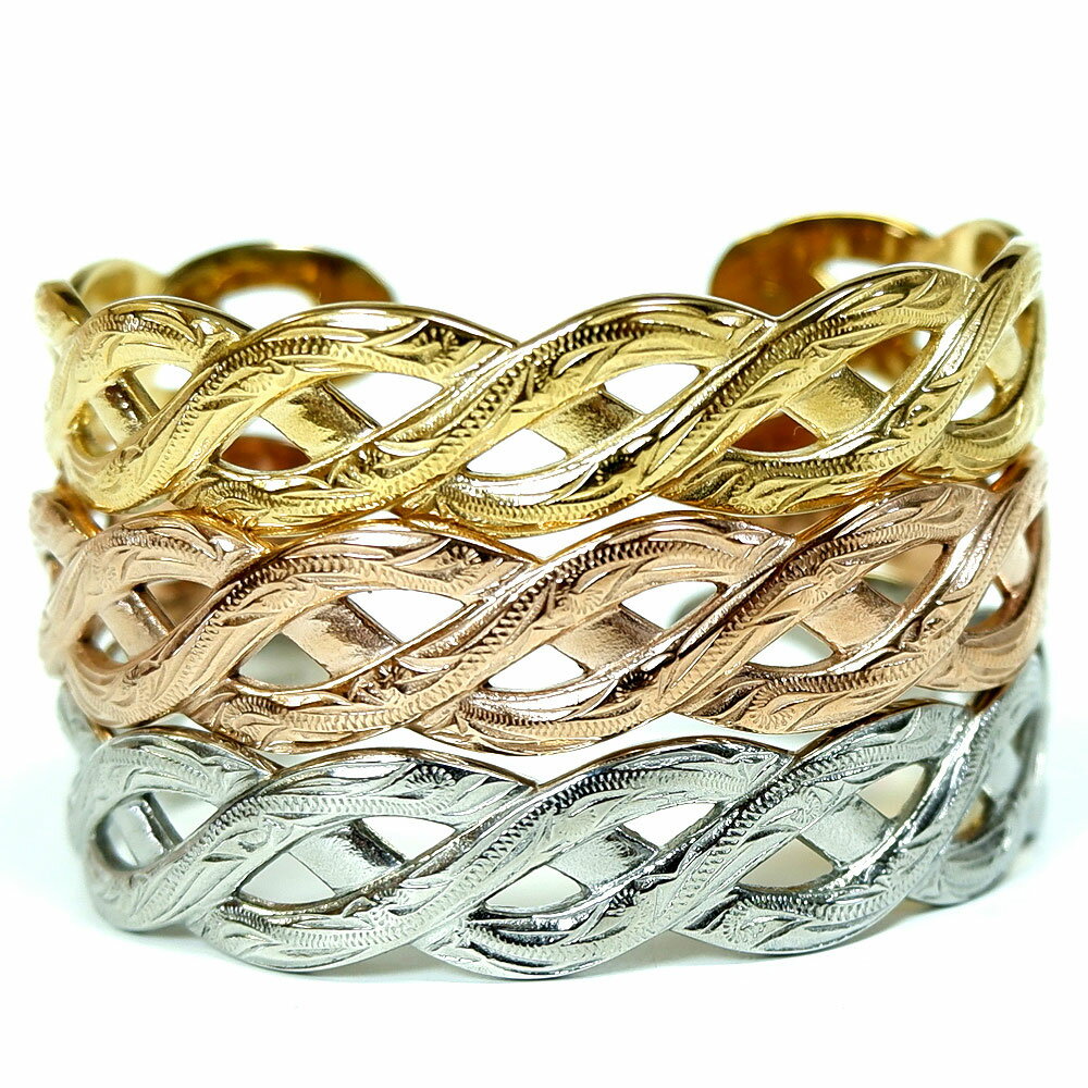 バングル ハワイアンジュエリー スクロール 金属アレルギー対応 サージカル ステンレス