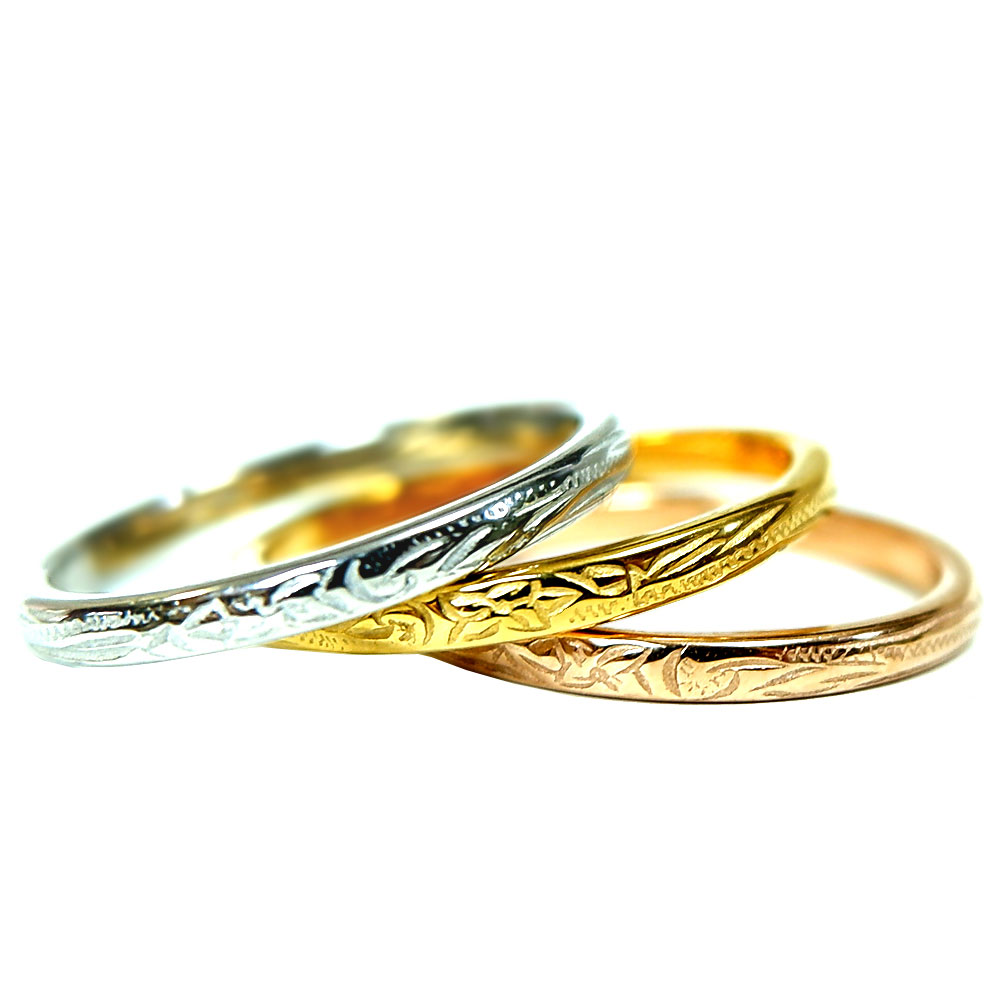 指輪 リング ハワイアンジュエリー 重ね着け スクロール レディース サージカル ステンレス