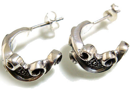 ピアス シルバーアクセサリー メンズ 燻しブラックハードフープシルバーピアス