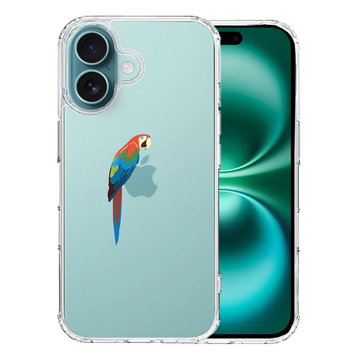 iPhone16 ケース ハイブリッド クリア アカコンゴウ インコ カバー アイフォン16 iPhone 16 アイホン アイフォン スマホケースのサムネイル