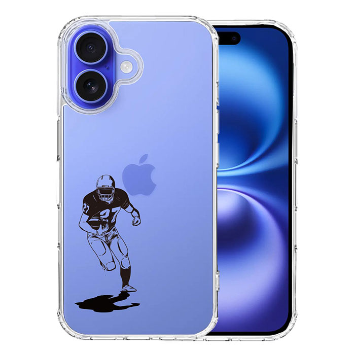 iPhone16 ケース ハイブリッド クリア アメフト クオーターバック カバー アイフォン16 iPhone 16 アイホン アイフォン スマホケース