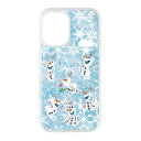 iPhone16 ケース ハイブリッド ディズニー 衝撃吸収 バンパー 動く キラキラ ラメ グリッター 中川翔子art_オラフ総柄 カバー アイフォン16 iPhone 16 アイホン アイフォン スマホケース