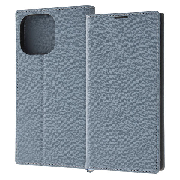 iPhone14 Pro Max ケース 手帳型 耐衝撃 レザー KAKU Durable ブルー ライトグレー カバー アイフォン スマホケース