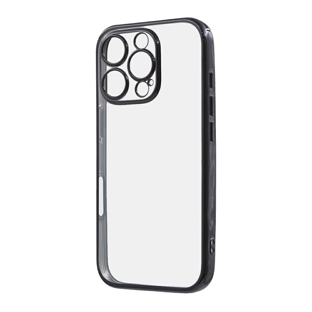 Rakuten - iPhone16Pro ケース ソフトケース 精密設計 カメラ保護 衝撃吸収 バンパー メタリック TPU ブラック カバー アイフォン16プロ iPhone 16 Pro アイホン アイフォン スマホケース