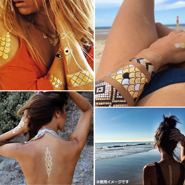タトゥーシール Gold Flash Tattoo ゴールド フラッシュ タトゥーシールW 20.8cm×1...