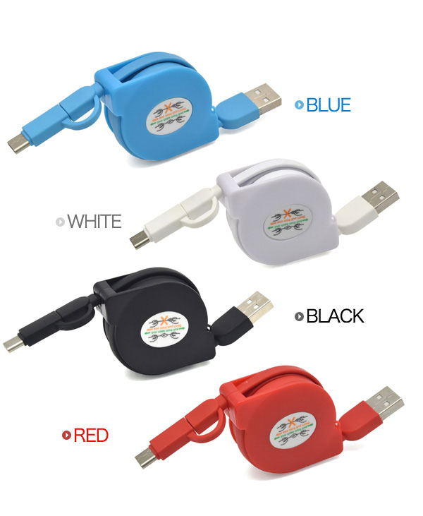 スマホ microUSB Type-C ケーブル 自動巻取り 1m 充電ケーブル スマートフォン スマホアクセサリー