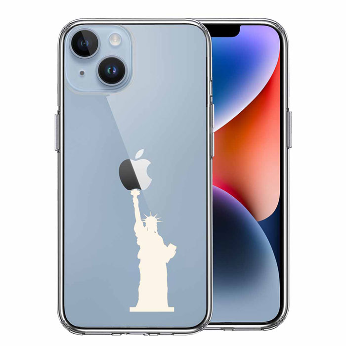 iPhone ケース 15 14 13 12 SE3 SE2 8 7 Plus mini Pro ProMax SE 第3世代 第2世代 ハードケース ハイブリッド クリア 自由の女神 ホワイト カバー アイホン アイフォン スマホケース