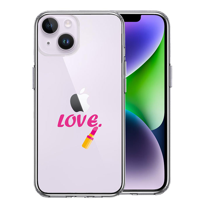 iPhone ケース 15 14 11 Plus Pro ProMax XS X ハードケース ハイブリッド クリア レディース 口紅 LOVE 愛 カバー アイホン アイフォン スマホケース