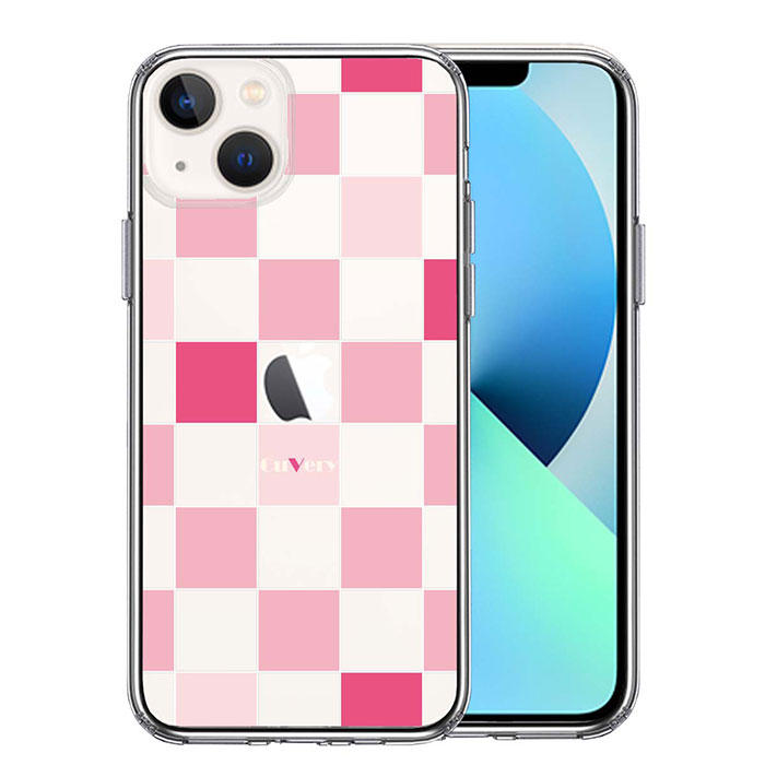 iPhone ケース 13 12 11 SE3 SE2 8 7 mini Pro ProMax SE 第3世代 第2世代 ハードケース ハイブリッド クリア CuVery ブロック チェック ピンク カバー アイホン アイフォン スマホケース