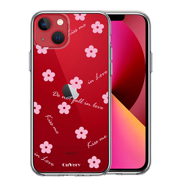 iPhone ケース 15 14 13 12 11 SE3 SE2 8 7 Plus mini Pro ProMax XS X SE 第3世代 第2世代 ハードケース ハイブリッド クリア Cuvery フラワー ライトピンク カバー アイホン アイフォン スマホケース