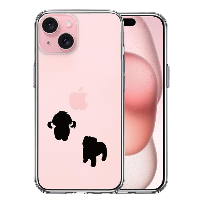 iPhone ケース 15 14 13 12 11 SE3 SE2 8 Plus mini Pro ProMax XS X SE 第3世代 第2世代 ハードケース ハイブリッド クリア 子犬シルエット パピー ブラック カバー アイホン アイフォン スマホケース