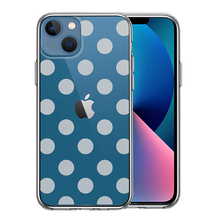 iPhone ケース 13 12 11 SE3 SE2 8 7 mini Pro ProMax SE 第3世代 第2世代 ハードケース ハイブリッド クリア 水玉 ブルーグレー カバー アイホン アイフォン スマホケース