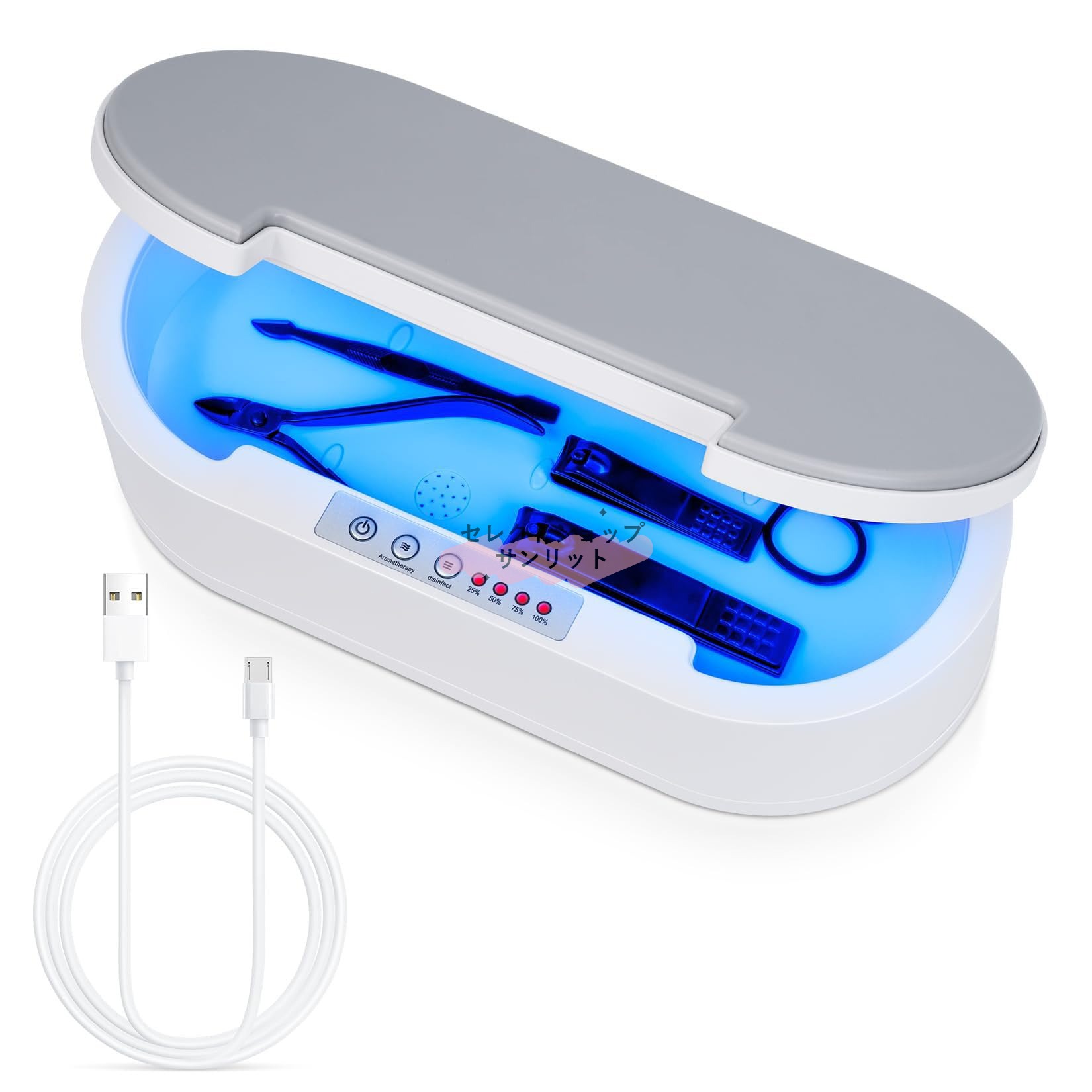 【効率的な滅菌器】高度な殺菌技術を使用して、強力な洗浄率は 99.99% に達しますネイルツール、美容用ハサミ、美容ピンセットの残留物に関係なく、それは完全に除去することができ、あなたとあなたの顧客の健康のためのしっかりした防御線を構築します【インテリジェントで操作が簡単】内蔵のクリアな音声アナウンスシステムで、滅菌開始から滅菌までの残り時間が完了し、忙しい作業環境でも、注意を凝視する必要なしに全音声プロンプトが表示され、滅菌プロセスを正確に把握でき、操作がより便利で効率的です【大容量デザイン】内部スペースは、複数のマニキュアツール、理髪はさみ、櫛などを収容できるように合理的に計画されています同時に、美容室やネイルサロンのニーズを満たし、頻繁に殺菌を待たずに複数のお客様に同時にサービスを提供し、作業効率を大幅に向上させます【省エネで長持ち】オプティミスト回路設計、低エネルギー消費、内蔵大容量充電式バッテリー、フル充電で何度も頻繁に使用でき、充電回数を減らし、省エネになります【オールラウンドな互換性】美容ツールやデジタル製品用に設計されており、口紅、アイブロウペンシル、アイラッシュカーラー、その他の化粧品を収納でき、携帯電話、イヤホン、ジュエリー、キーなど高頻度接触アイテムを消毒し、自宅、オフィス、旅行など様々なシーンのニーズに応えます商品の説明商品の説明商品の説明ネイルツール滅菌器 美容ツールやデジタル製品用に設計されており、口紅、アイブロウペンシル、アイラッシュカーラー、その他のタイプの化粧品を保持でき、携帯電話、イヤホン、ジュエリー、キー、その他の高頻度の接触アイテムを消毒して、自宅、オフィス、旅行などの複数のシナリオのニーズを満たします[品質保証]：商品をお受け取りになった後、製品に不具合や問題がございましたら、どうぞお気軽にご連絡ください。24時間以内に返信し、適切な解決方法をご案内いたします。注意:1.ご不明な点がございましたら、お気軽にお問い合わせください。必ずご満足いただける回答をさせていただきます。2.商品のサイズは手作業で測定しているため、1〜3cmの若干の誤差はご了承ください。3.モニター、撮影光、その他の要因により、製品の色は写真と若干異なる場合がありますので、ご了承ください。