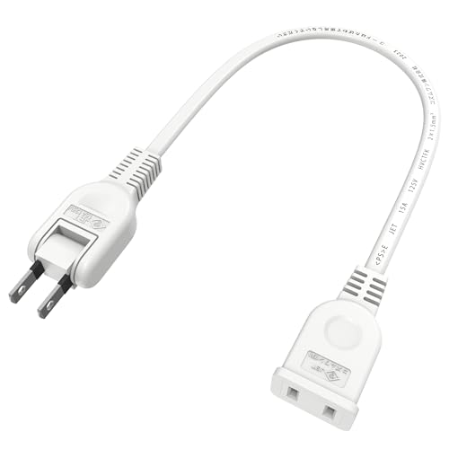 AKIRARI 延長コード 30cm 短い 電源タップ 1個口 【断線に強い】 耐寒 耐熱 ホワイト 15A 1500W 二重被覆 延長ケーブル 電源延長コード トラッキング 火災予防絶縁キャップ スイングプラグ ソフト