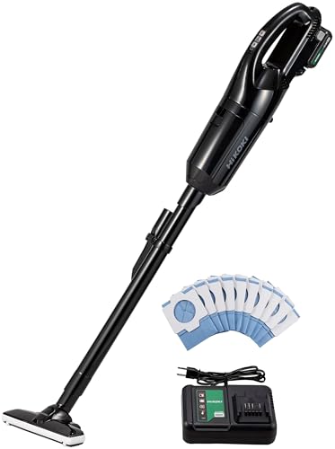 【　】HiKOKI(ハイコーキ) 10.8V コードレス クリーナー R12DPA 紙パック式 掃除機 軽量1.1kg ブラック 蓄電池・充電器付 R12DPA(BSB)