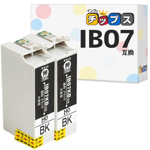 大容量 インクのチップス エプソン用 IB07 (マウス) 互換インク IB07KB ブラック 2本 顔料 ＜発色の良いHDカラー使用＞ ＜残量検知対応ICチップ搭載＞ 対応機種 : PX-M6010F / PX-M6011F / PX-S6010