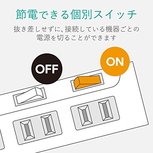 エレコム 電源タップ 雷ガード 個別スイッチ ほこりシャッター付 スイングプラグ 4個口 5m ブラック AVT-K6A-2450BK
